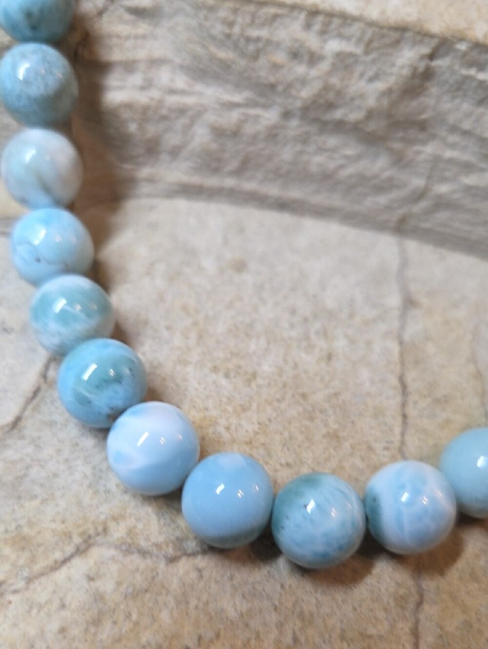 Sterling Silver Genuine Larimar Beaded Necklace and Earrings Set - Picture 8 of 12